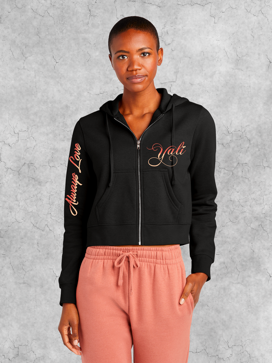 Cursive Always Love Waist High Zip-up Hoodie