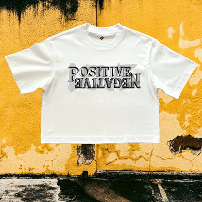 CLARITY Women's White Crop Tee - Positive Negative design