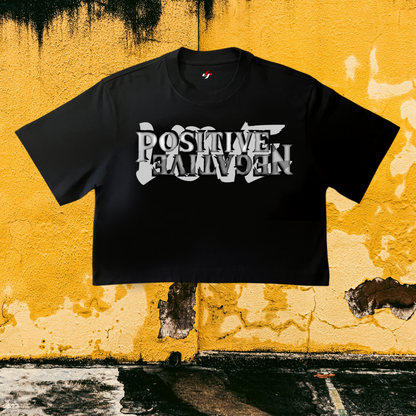 CLARITY Women's Black Crop Tee - Positive Negative design