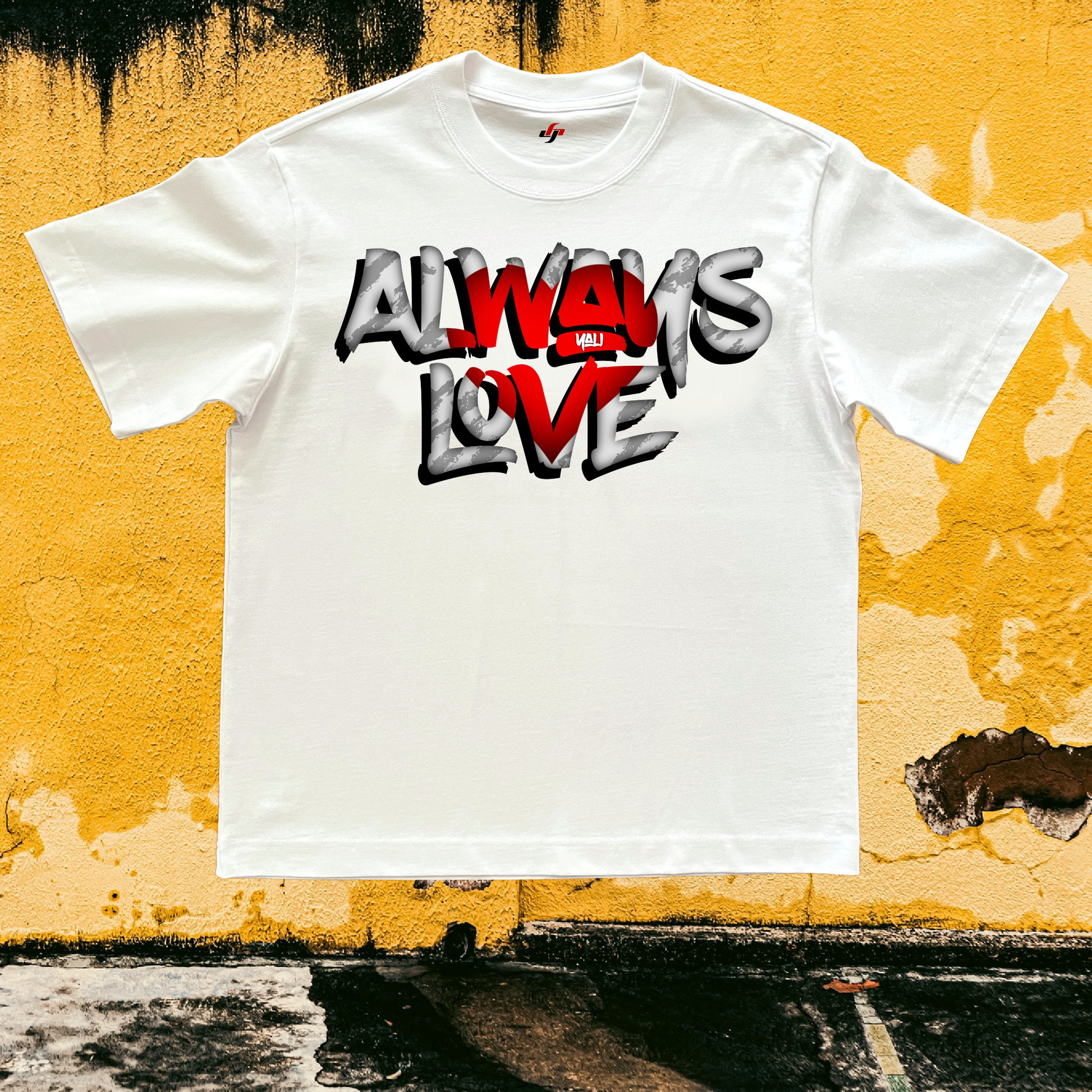CODED White Tee - Always Love graffiti graphic