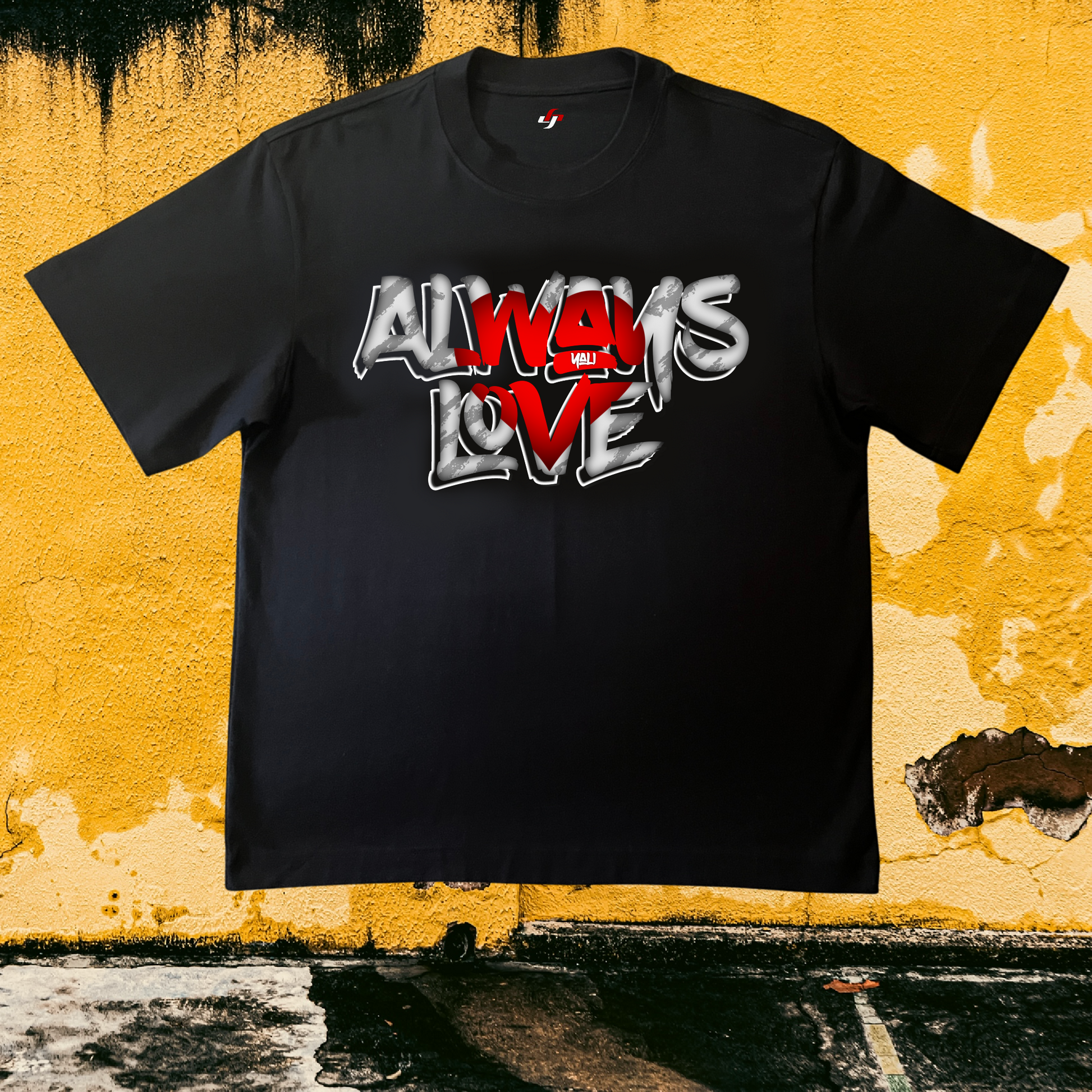 CODED Black Tee - Always Love graffiti graphic